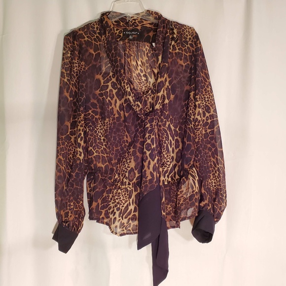 ✨Baby Phat elegant sheer cheetah 🐆 print blouse - Picture 1 of 8